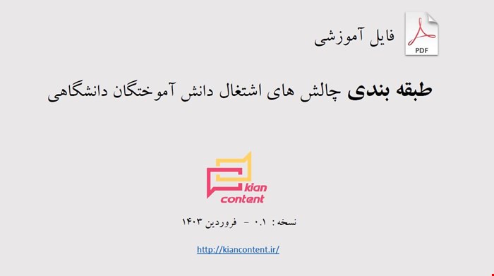 طبقه بندی چالش های اشتغال دانش آموختگان دانشگاهی - نسخه : 0.1